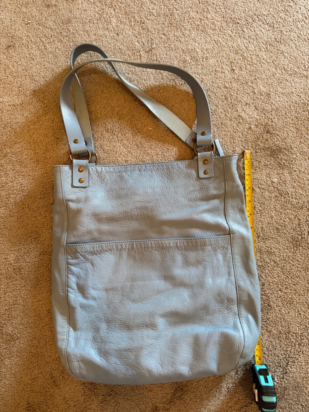 Classic Blue Leather Tote Bag - Women